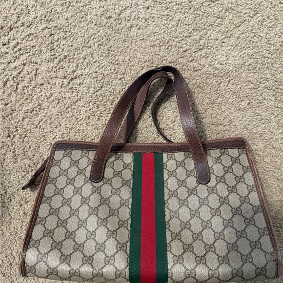 Gucci Brown Leather Zip Tote - Picture 1 of 16